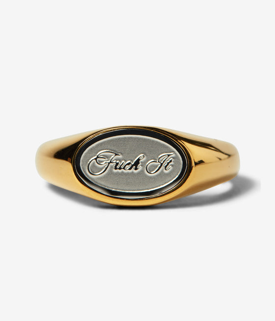 Huf Fuck It Signet Ring Gold