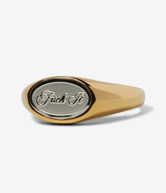 Huf Fuck It Signet Ring Gold