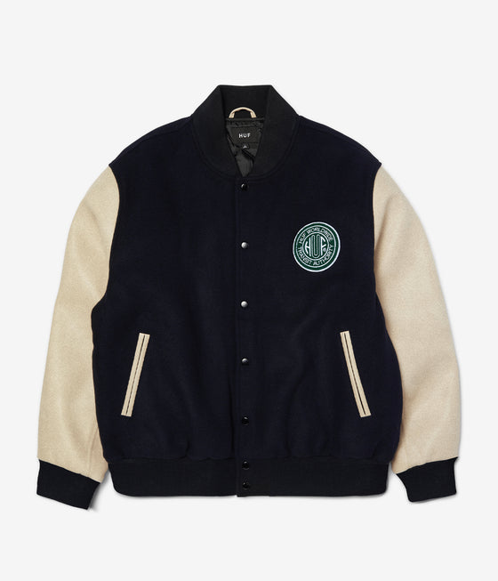Huf Global Transit Varsity Jacket Navy