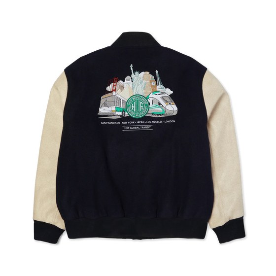 Huf Global Transit Varsity Jacket Navy