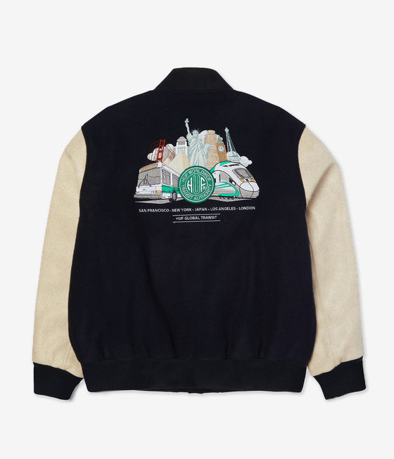 Huf Global Transit Varsity Jacket Navy