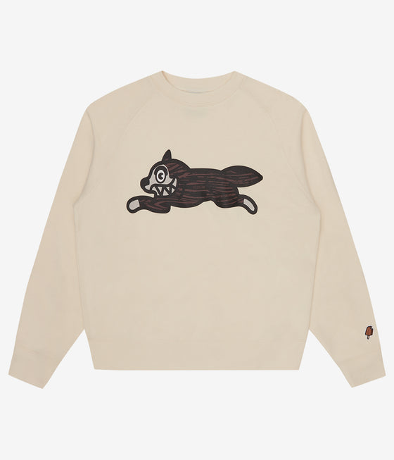 Ice Cream Woodgrain Running Dog Crewneck